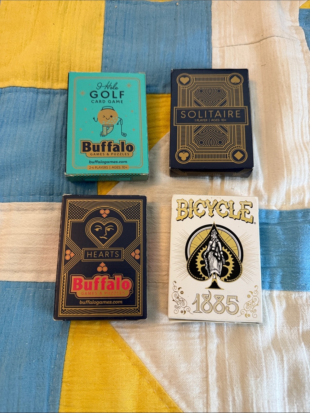 Buffalo Golf Game, Buffalo Hearts, Buffalo Solitaire and Bicycle 1885 Card Games